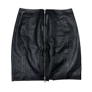 The‎ Kooples Leather Skirt Size Small Black Mini Lambskin Front Zipper Goth Punk